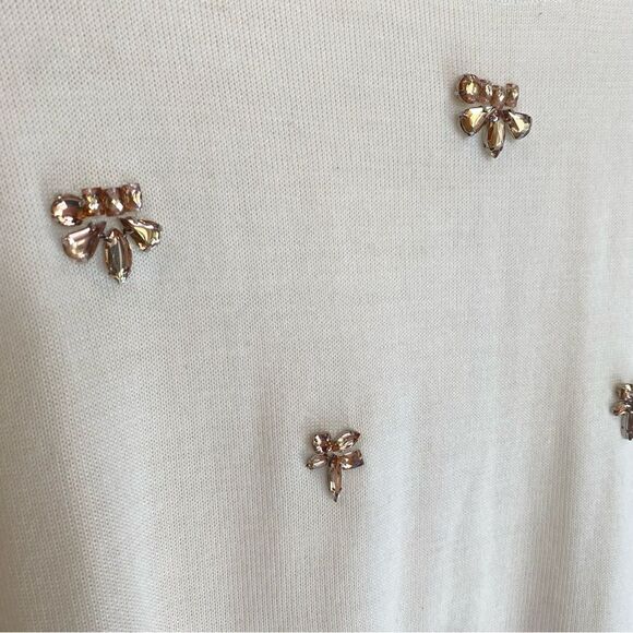 LOFT Ann Taylor Wool Blend Embellished Crewneck Long Sleeve Top Women's Size SP - Picture 3 of 6